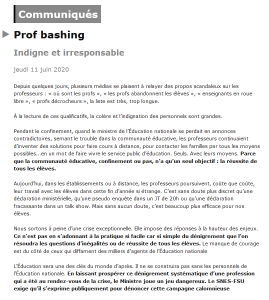 Prof bashing : indigne et irresponsable