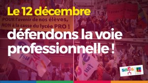 Mardi 12 décembre, défendons la voie professionnelle !