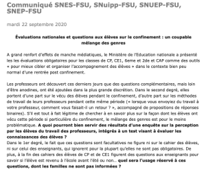 Évaluations nationales et questions aux élèves sur le confinement : un (…)