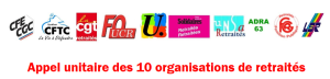 Manifestation des retraités jeudi 31 mars à 14h00