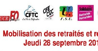 Rassemblement des retraité-e-s le 28 septembre contre la baisse des pensions