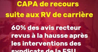 CAPA de contestation des avis Recteur suite aux RV de carrière : 60% des (…)