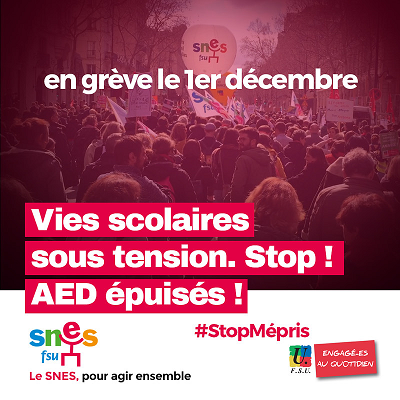 Mardi 1er décembre : vies scolaires en grève !