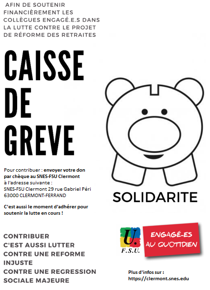 Le SNES-FSU Clermont appelle à la solidarité avec les grévistes : nous (…)