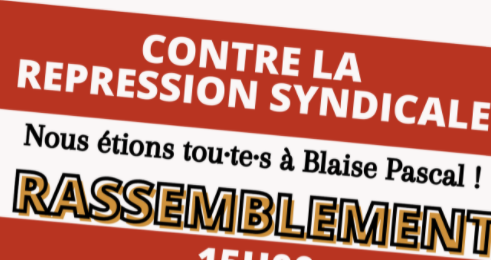 Contre la répression syndicale : rassemblement unitaire mercredi 16 juin 15h (…)