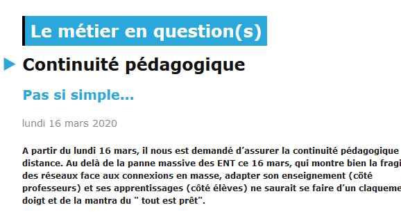 Continuité pédagogique : pas si simple...