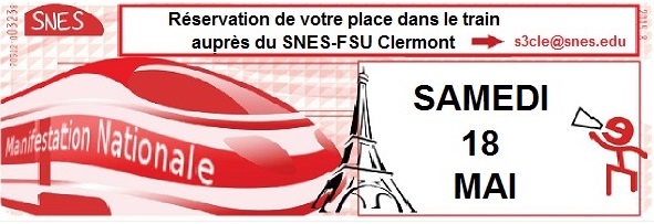 SAMEDI 18 MAI : MANIFESTATION NATIONALE à Paris, à l'appel de la FSU, (…)