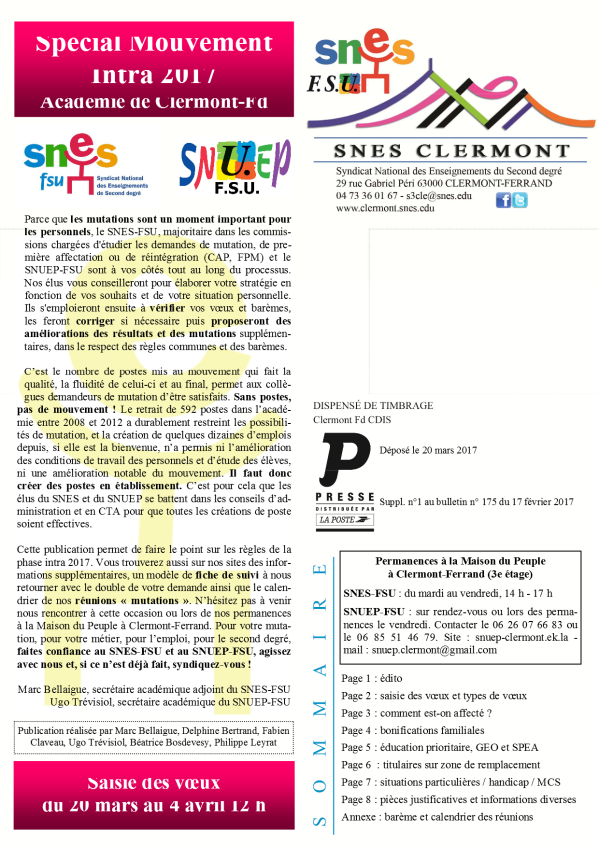 Publication spéciale mutations intra 2017