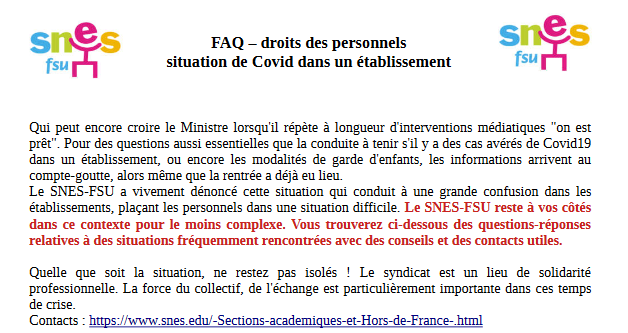 Crise du coronavirus : droits des personnels [MAJ le 16-10-2020]