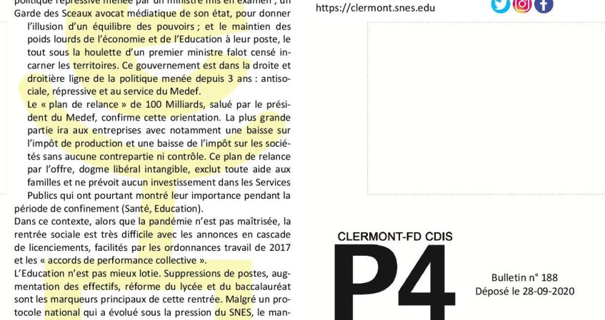 Bulletin n° 188 du 28 septembre 2020