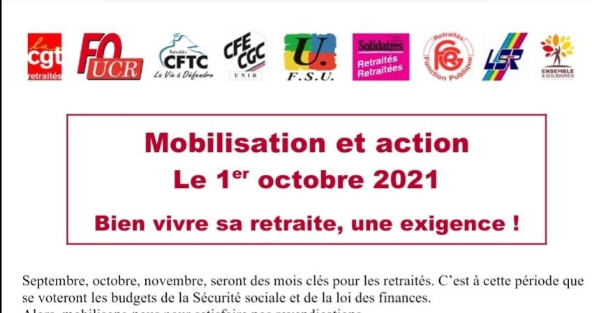 Retraité.es : mobilisation et action le 1er octobre