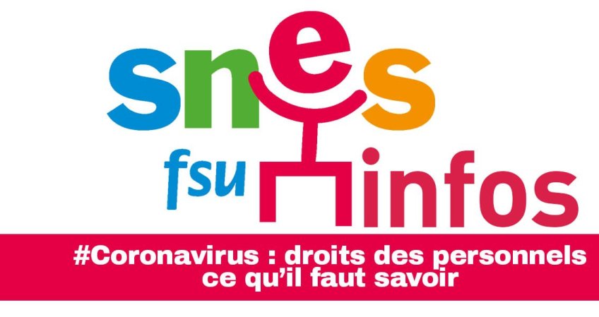 Coronavirus : droits des personnels - MAJ 04/03