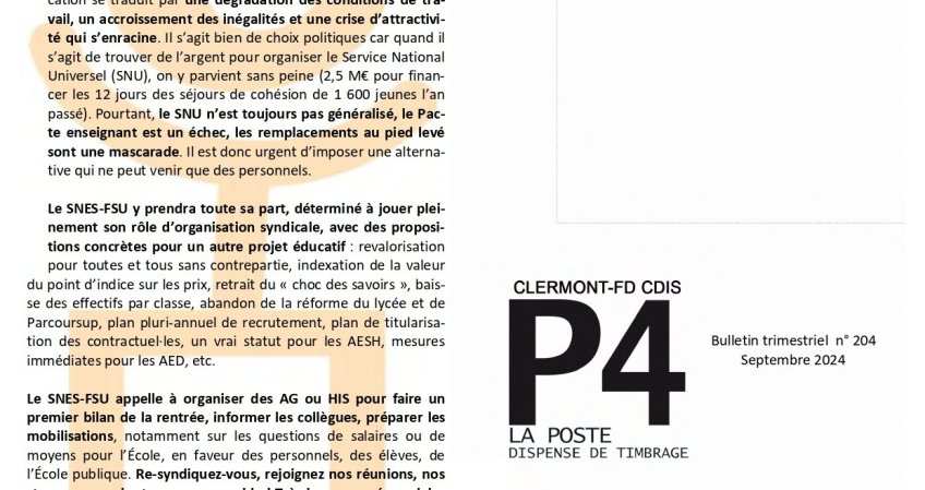 Bulletin n°204 - septembre 2024